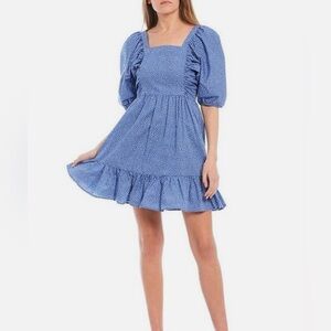 Gianni Bini Dotted Square Neck Poplin Dress Size Small NWOT